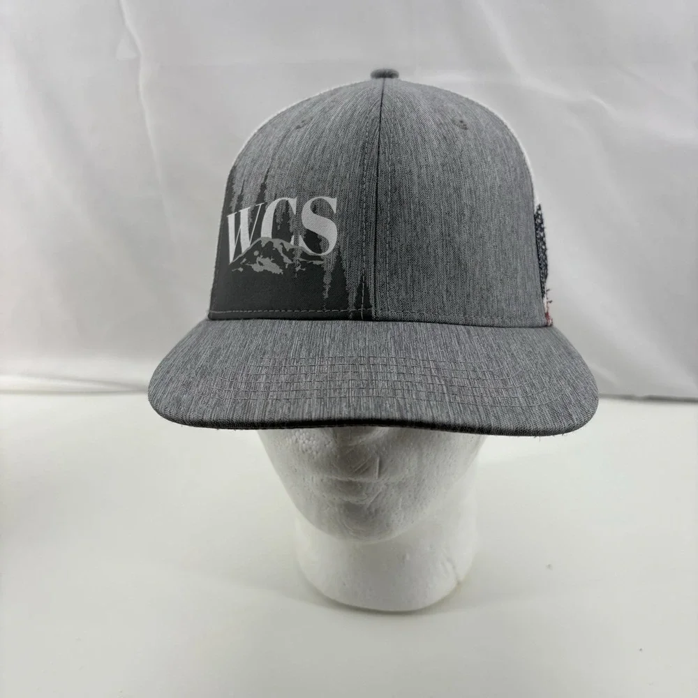 WCS On Mountain Ridge‎ with American Flag Trucker Snap Back IKO Gray Hat